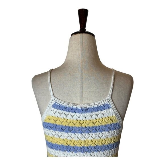 French Connection Sweater Women‎ Small White Ladder Stitch Crochet Crop Tank Top - Picture 6 of 11